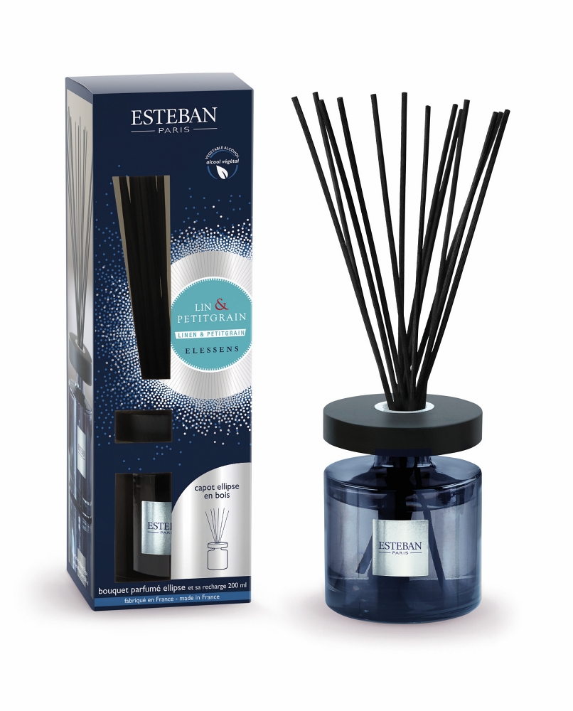 Levně Esteban Paris Parfums ELESSENS – LINEN & PETITGRAIN TYČINKOVÝ DIFUZÉR 200 ml 200 ml