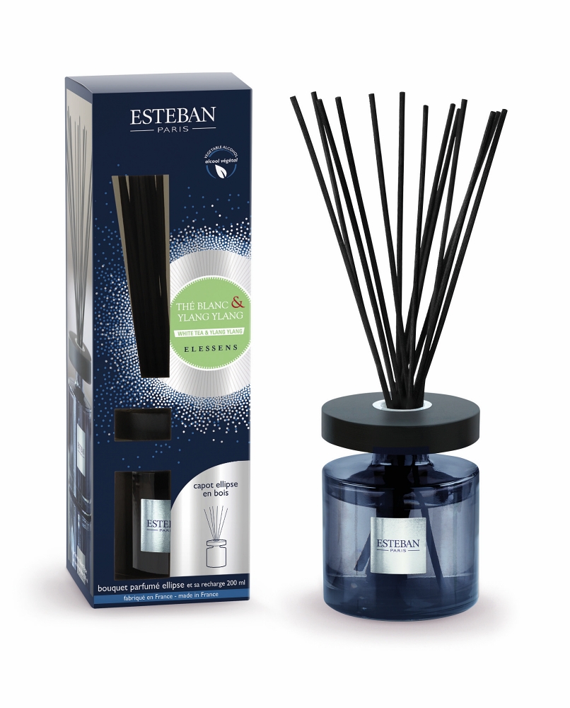Levně Esteban Paris Parfums ELESSENS – WHITE TEA & YLANG YLANG TYČINKOVÝ DIFUZÉR 200 ml 200 ml
