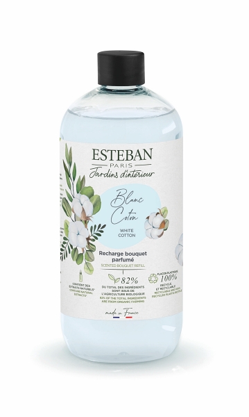 Levně Esteban Paris Parfums NATURE – WHITE COTTON NÁPLŇ DO DIFUZÉRU 500 ml 500 ml
