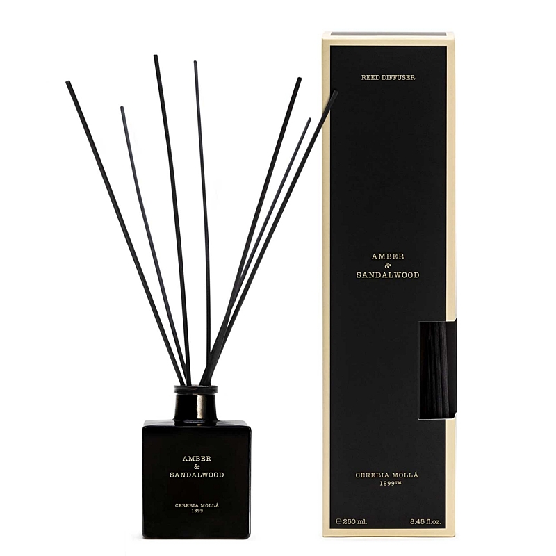 CERERIA MOLLA - Premium -  difuzér - Amber & Sandalwood - 250 ml - černá