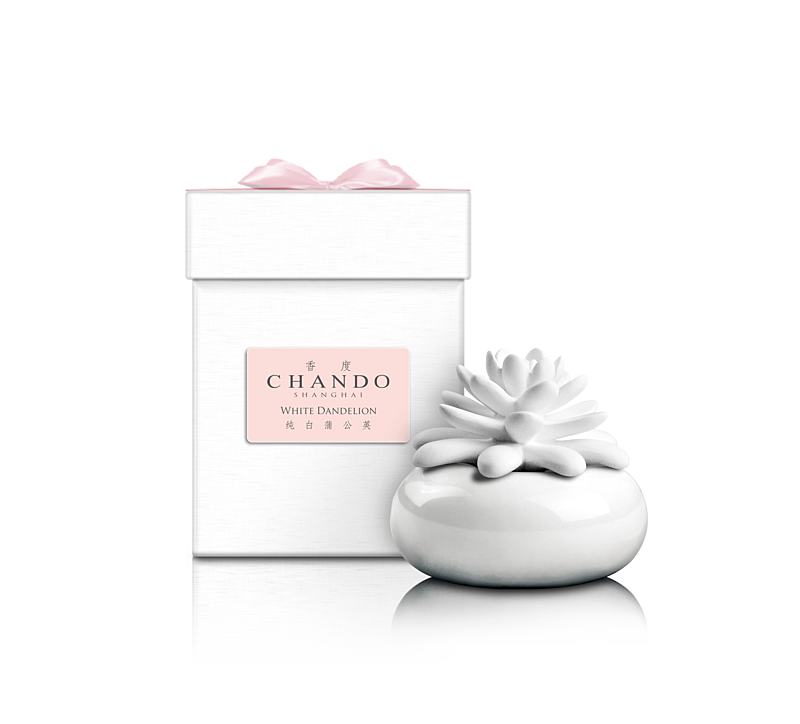 Porcelán aroma diffúzor, Fehér Mini Kaktusz, Chando, White dandelion