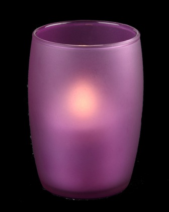 Svietnik matné sklo svetlo fialový Smart candle